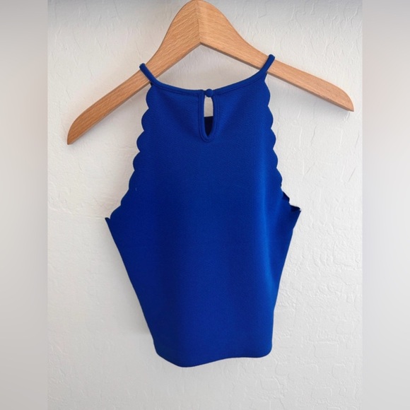 H&M Divided Royal Blue Scallop Halter Crop Top Size Small - Picture 2 of 4